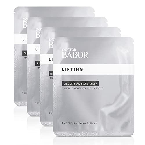 Babor DOCTOR Lifting RX Silver Foil Mask, Hyaluronic Acid Sheet Mask Collagen Rebuilding and Protection Mask (4 Pack)