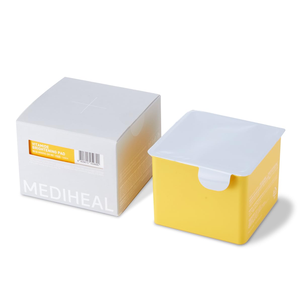 (Only Refill) MEDIHEAL Vitamide Brightening Pad (100 Pads) - Radiance Boosting Pads for Clear, Illuminating Skin - Vegan Gauze Pad