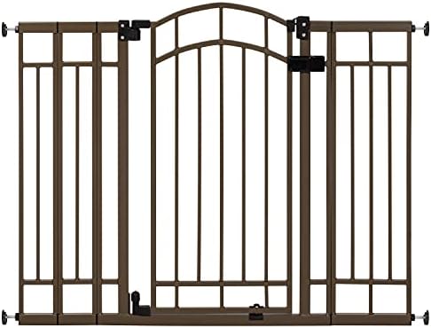 Summer Infant Multi-Use Decorative Extra Tall Safety Pet and Baby Gate, 28.5'-48' Wide, 36' Tall,Pressure or Hardware Mounted,Install on Wall or Banister in Doorway or Stairway,Auto Close Door-Bronze