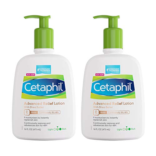 Cetaphil Advanced Relief Lotion with Shea Butter, 2 Pack - 16 oz, For Dry, Sensitive Skin, 48-Hr Moisture, Restores Skin Barrier, Fragrance Free, Dermatologist Recommended Sensitive Skincare Brand