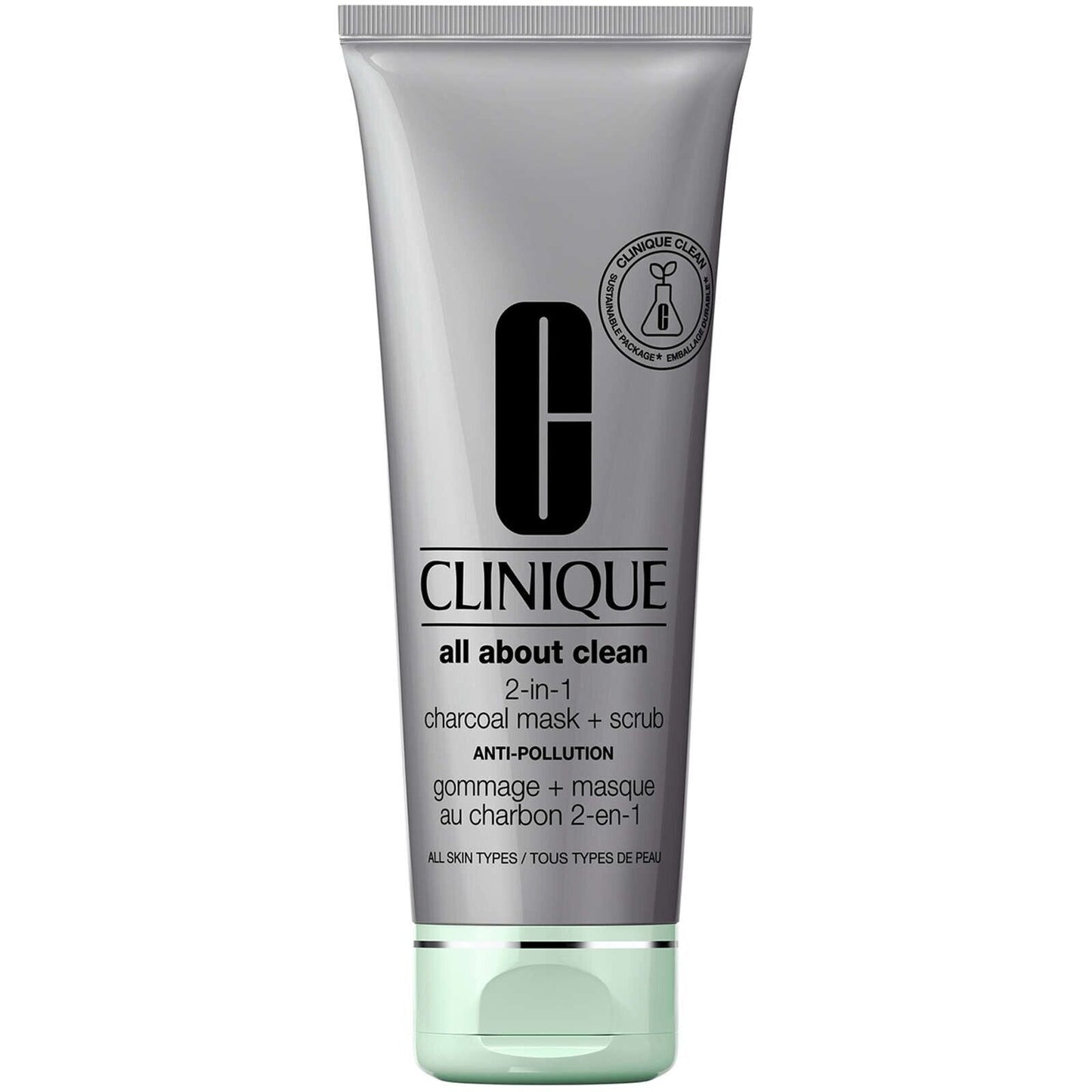 Clinique All About Clean 2-in-1 Charcoal Mask + Scrub Dual Action 100ml NEW
