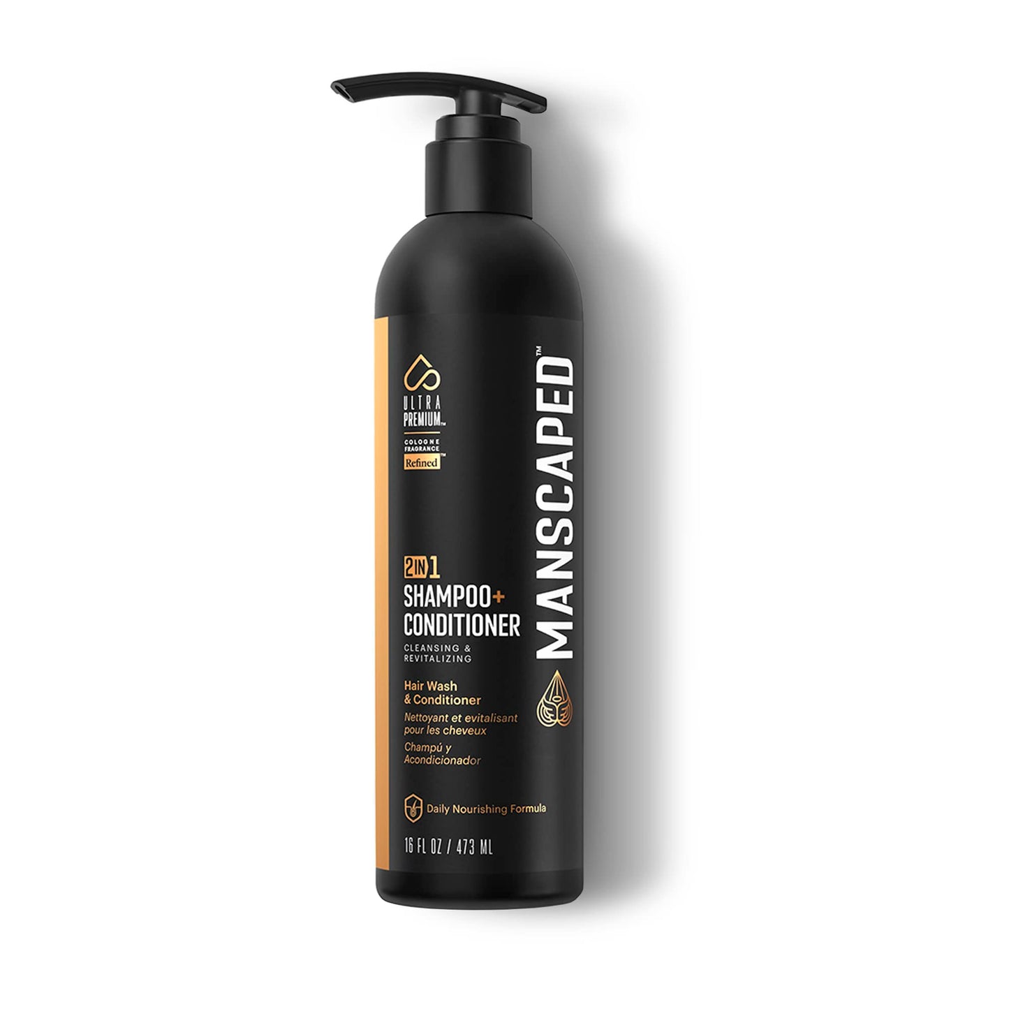 MANSCAPED® 2 In 1 Shampoo & Conditioner, UltraPremium Formula Infused with Sea Kelp, Coconut Water, Aloe for Nourishing and Hydrating Hair (16 oz)
