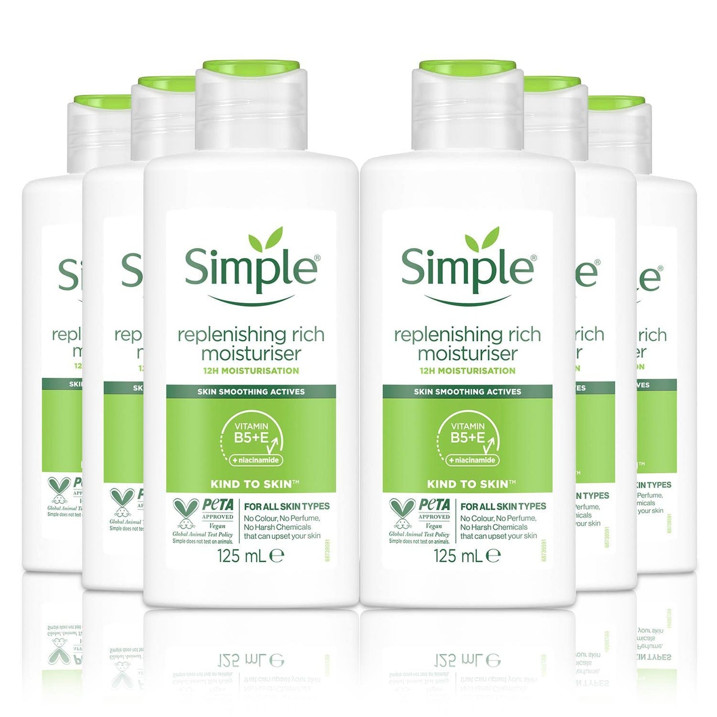 6 x Simple Kind to Skin Replenishing Rich Moisturiser 125ml
