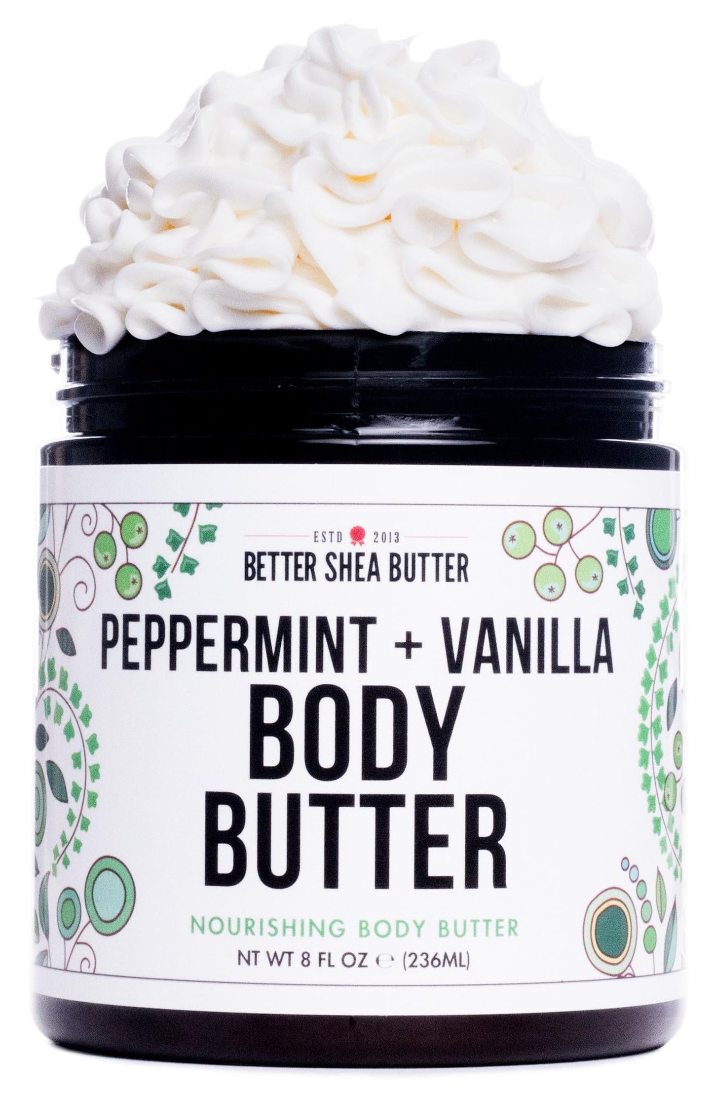 Better Shea Butter Whipped Body Butter for Women - PEPPERMINT VANILLA Body Lotion - Whipped Body Cream for Dry Skin - Paraben-Free, Non-Greasy Body Cream - Vanilla Peppermint Body Butter 8 oz
