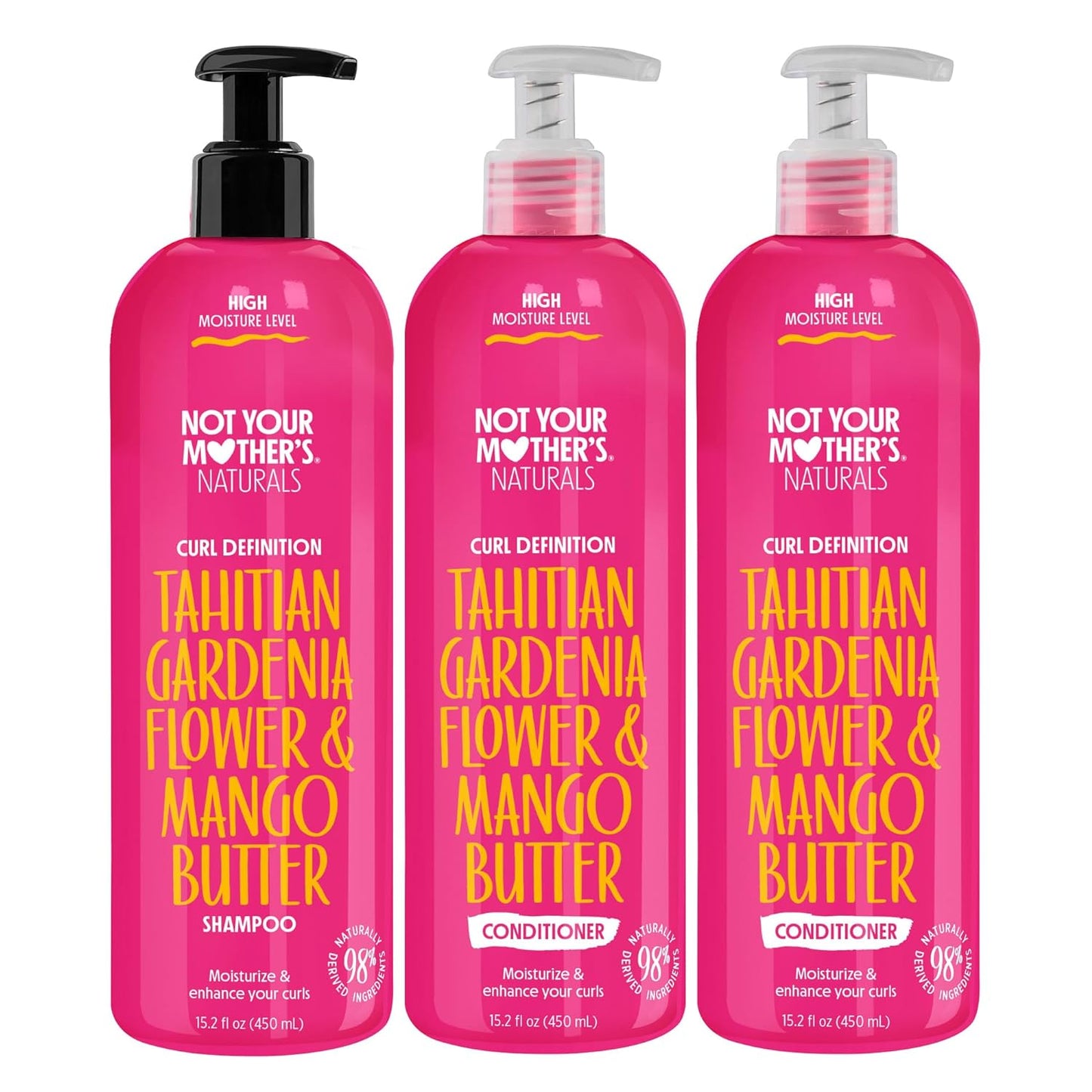 Not Your Mother's Naturals Curl Definition 1 Shampoo and 2 Conditioner (3-Pack) - 15.2 fl oz - Tahitian Gardenia Flower and Mango Butter - Enhance and Define Hair Curls