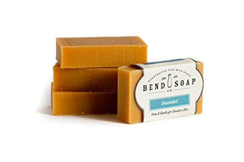 Bend Soap Company All Natural Handmade Goat Milk Soap for Dry Skin Relief, Unscented, 18 Oz, Pack of 4