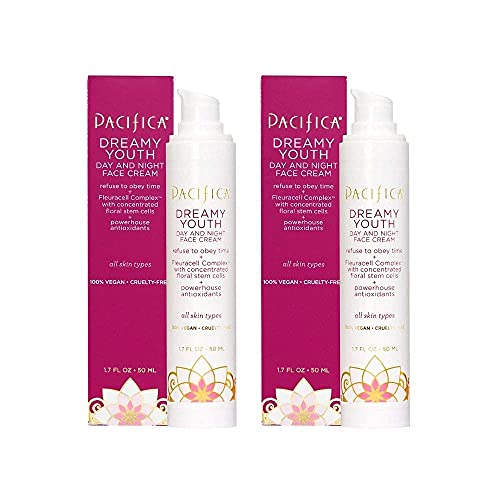 Pacifica Beauty Dreamy Youth Day and Night Face Cream - 2 Pack - Moisturizer - For Dry and Aging Skin - Peptides, Grapeseed Oil, Floral Stem Cells - Sulfate + Paraben Free - Vegan and Cruelty Free