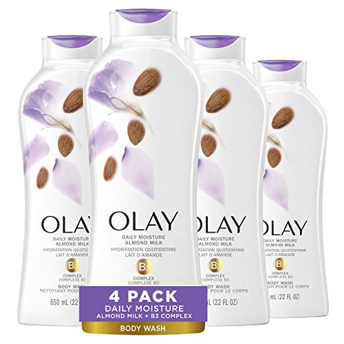Body Wash for Women by Olay, Daily Moisture with Almond Milk Body Wash, 22 oz, (4 Count)