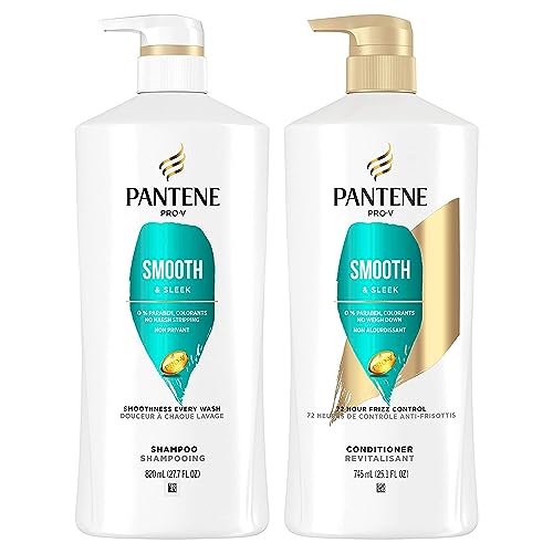 Pantene Shampoo and Conditioner Set with Hair Treatment, Pro-V Repair & Protect, Frizz Control with Antioxidants, Nourishing for All Hair Types, Safe for Color-Treated Hair, 27.7 & 25.1 Fl Oz