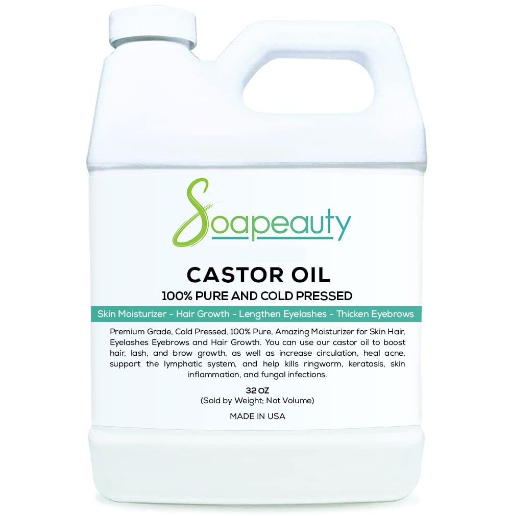 Soapeauty Cold Pressed Castor Oil |100% Pure Natural Castor Oil Promotes Healthy Skin & Hair | Thickens Eyebrows & Lengthens Eyelashes | 32 fl oz