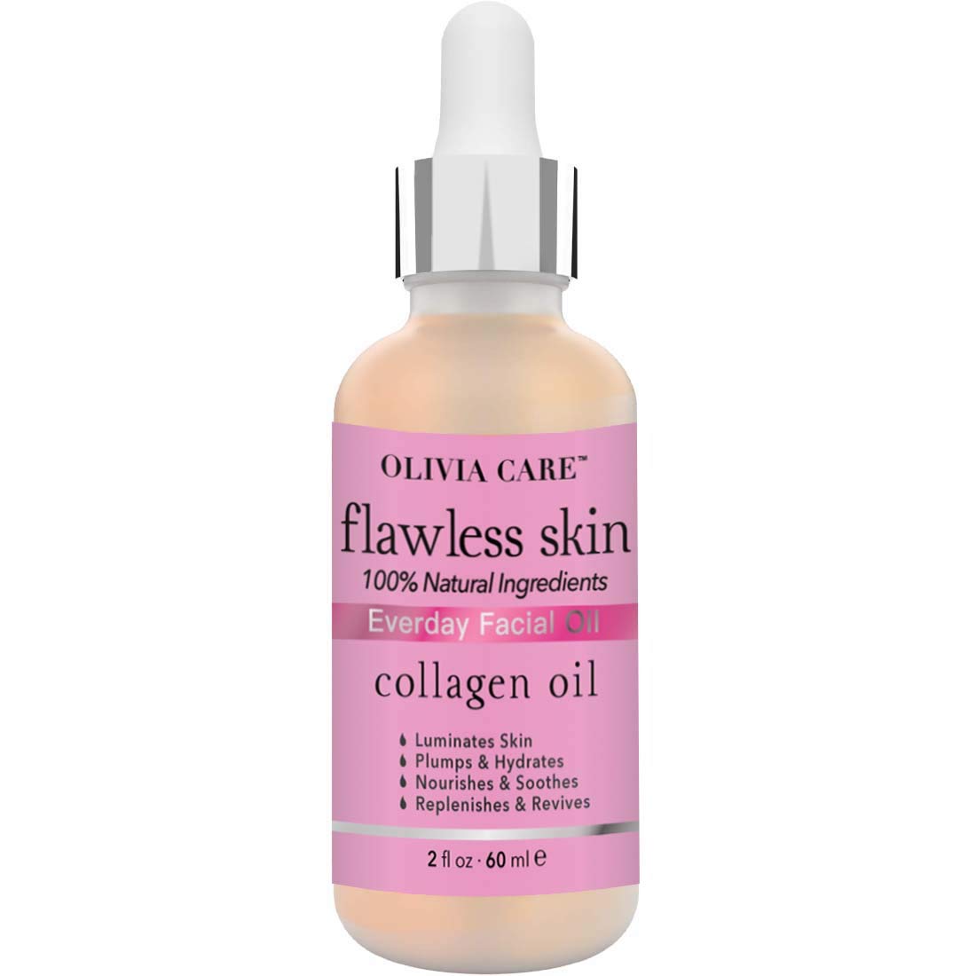 Olivia Care Collagen Facial Oil - Flawless Essential Facial Oil 100% Natural. Nourishing, Reviving & Hydrating Soothing - For All Skin Types - 2 fl oz (Collagen)