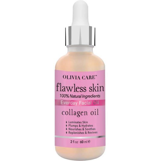 Olivia Care Collagen Facial Oil - Flawless Essential Facial Oil 100% Natural. Nourishing, Reviving & Hydrating Soothing - For All Skin Types - 2 fl oz (Collagen)