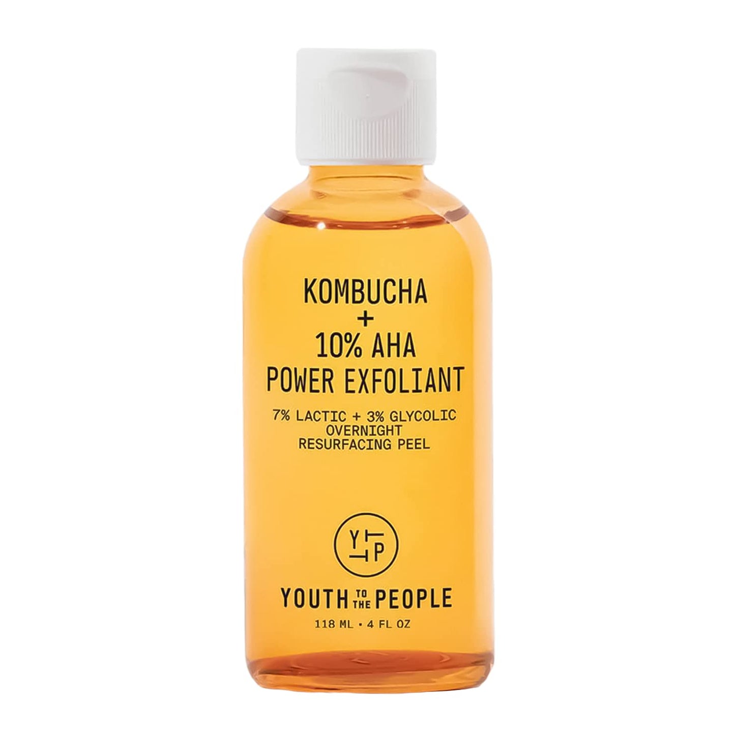 Youth To The People Kombucha + 10% Power AHA Exfoliant - Overnight Liquid Face Peel + Dark Spot Corrector for Uneven Skin Tone - 7% Lactic Acid + 3% Glycolic Acid Face Peel Exfoliator (4oz)