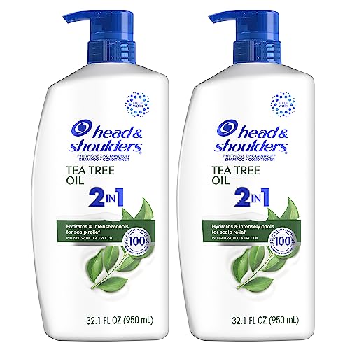 Head & Shoulders 2 in 1 Dandruff Shampoo and Conditioner, Anti-Dandruff Treatment, Tea Tree Oil for Daily Use, 32.1 oz Each, Twin Pack