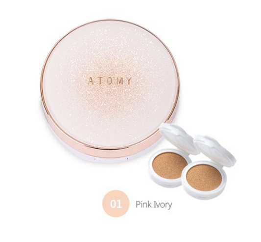 Atomy Gold Collagen Ampoule Cushion Pink Ivory Blooms SPF45 PA++++ 3 x 15g NEW