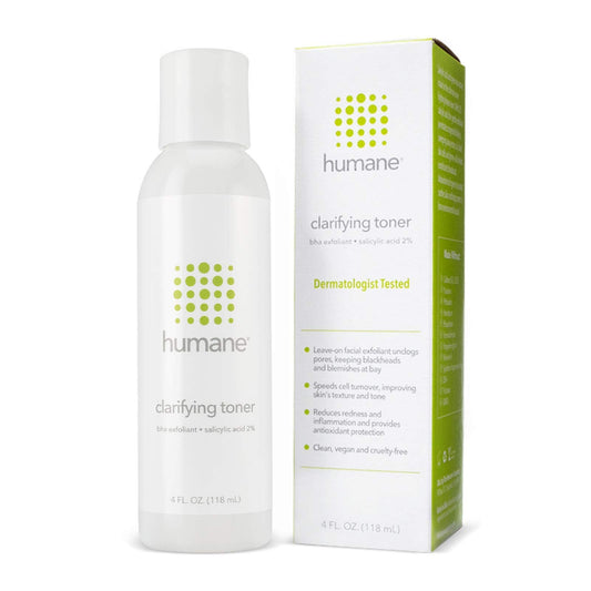 Humane Clarifying Toner for Face - 2% BHA Liquid Salicylic Acid - Pore Minimizer and Face Exfoliator - Gentle for All Skin Types - Removes Excess Oil, Dead Skin Cells, and Grime - 4 Ounce