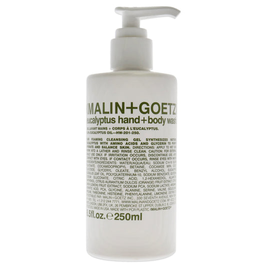 MALIN + GOETZ Eucalyptus Hand + Body Wash – natural hydrating soap,cleansing and purifying for all skin types, prevents stripping or irritation on sensitive skin. Cruelty-free. 8.5 fl oz