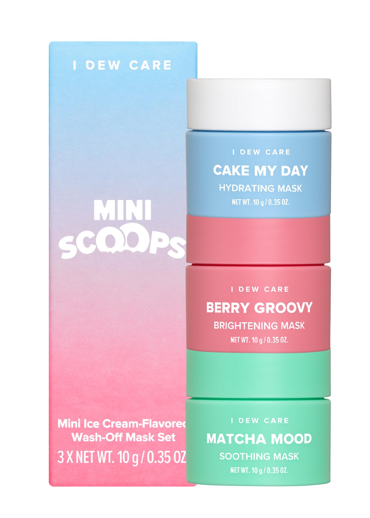 I DEW CARE Mini Scoops | Wash Off Face Mask Skin Care Trio | With Hyaluronic Acid, Self Care | Facial Treatment, Vegan, Cruelty-Free, Paraben-Free, (3 flavors)