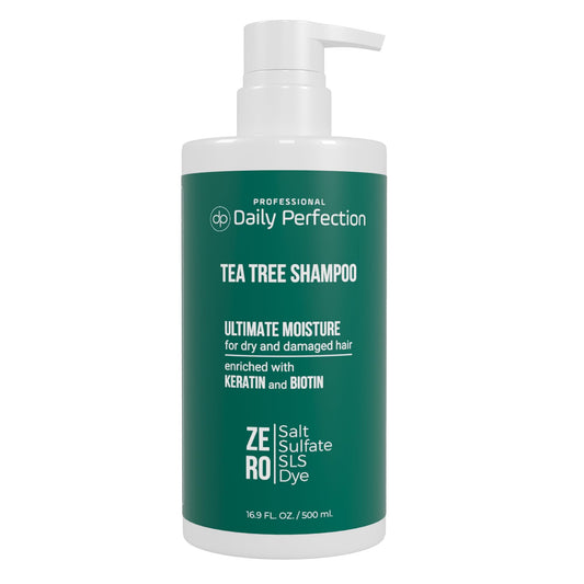 Daily Perfection Tea Tree Shampoo with Biotin and Keratin, Moisturizing and Hydrating for Dry Scalp and Hair, Salt-Free, Sulfate-Free, Paraben-Free Professional Series