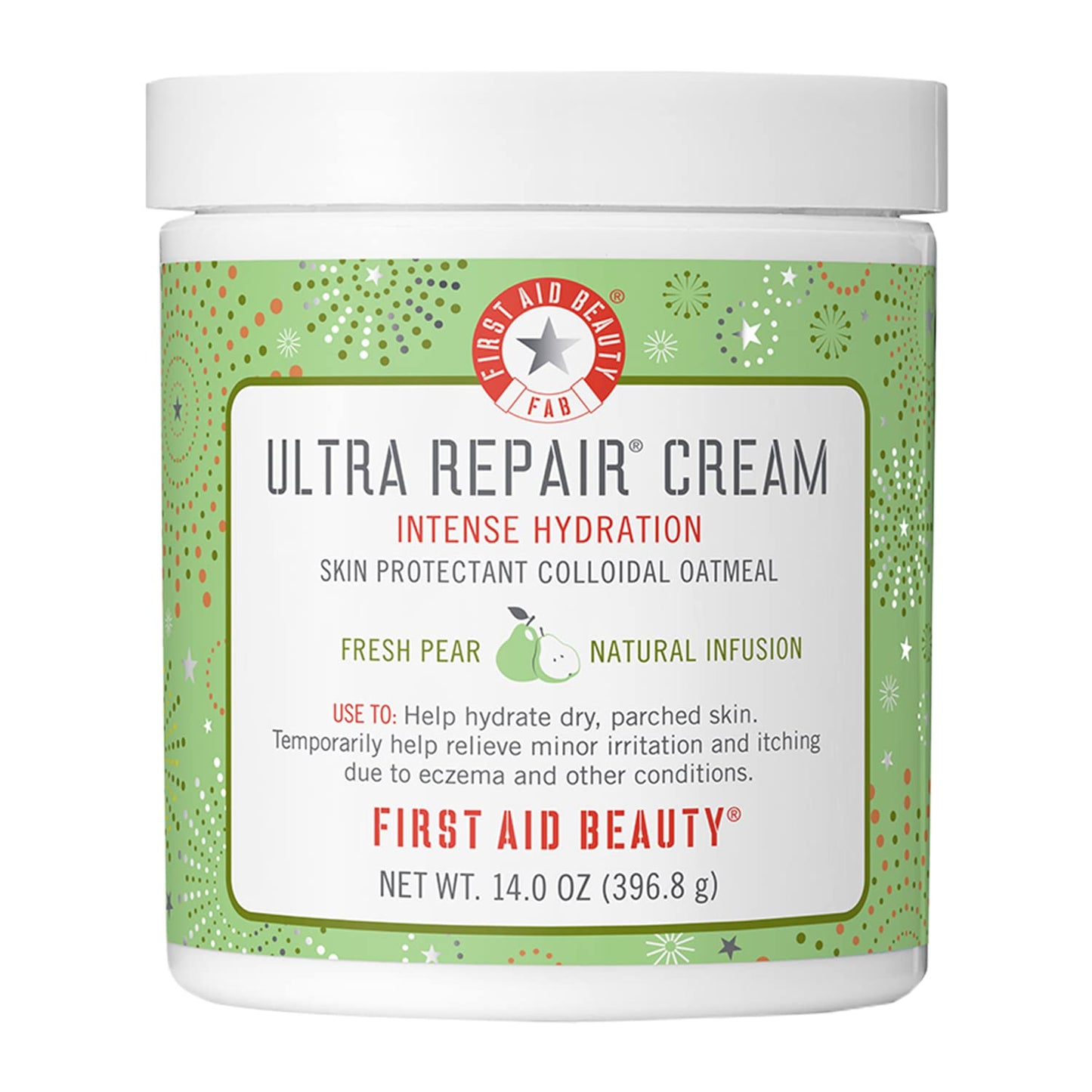 First Aid Beauty Ultra Repair Cream Intense Hydration Moisturizer for Face and Body – Fresh Pear Scent, 14 oz