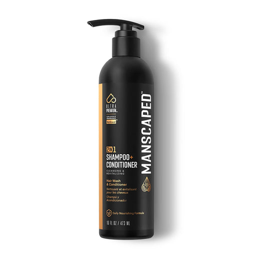 MANSCAPED® 2 In 1 Shampoo & Conditioner, UltraPremium Formula Infused with Sea Kelp, Coconut Water, Aloe for Nourishing and Hydrating Hair (16 oz)
