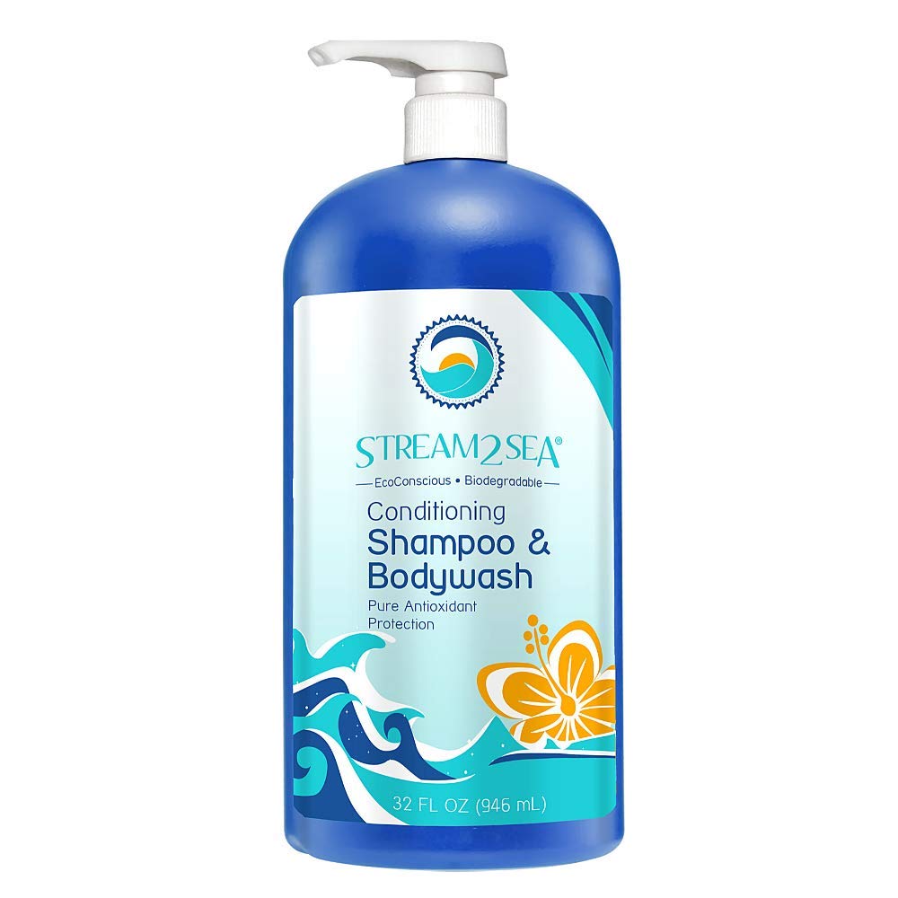 STREAM 2 SEA 3 in 1 Shampoo Body Wash and Conditioner, Reef Safe, All Natural and Organic Camping Shampoo and Liquid Soap, Skin and Hair Care for Men and Women, Sulfate and Paraben Free, 32 oz