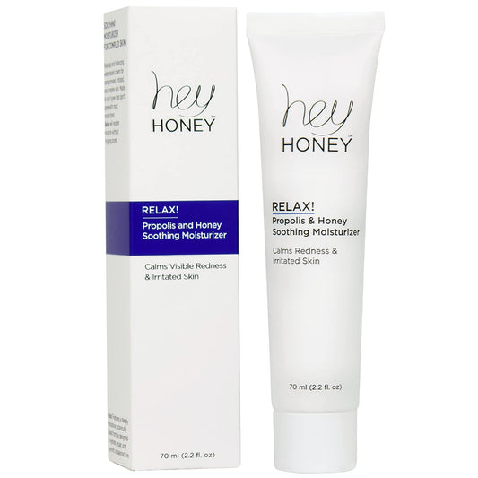 Hey Honey Skincare Relax, Rosacea & Redness Relief - Dermatologically Tested Calming Moisturizer Cream For Sensitive Skin-Oil- Free with Honey & Bee Propolis with Anti-Aging Benefits | 2.2 Oz