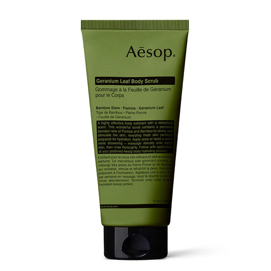 Aesop Geranium Leaf Body Scrub (Tube) | 180mL/6.1 oz Body Oil Scrub | Exfoliating Body Scrub for All Skin Types | Paraben-Free, Cruelty-Free & Vegan Lavender Body Scrub