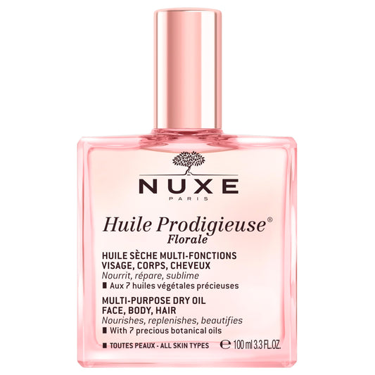 NUXE Huile Prodigieuse Floral - Organic All-in-One Oil for Body, Face & Hair. Luxurious, Non-Greasy Serum & Moisturizer for Scars and Stretchmarks, 3.3 Fl Oz