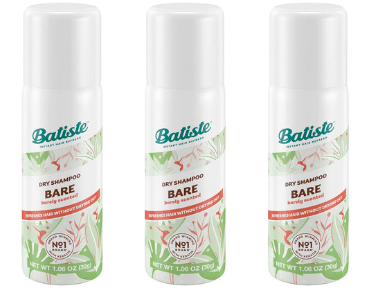Batiste Dry Shampoo Bare Mini Travel Size 1.6 oz (Pack of 3)