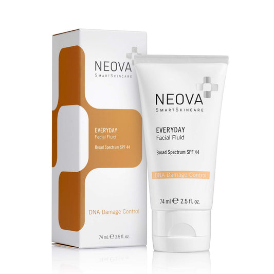 NEOVA SmartSkincare Facial Sunscreen Everyday Facial Fluid 2.5 fl. Oz. | Broad Spectrum SPF 44 Hybrid Sun Defense | Oil Free & Non Comdogenic