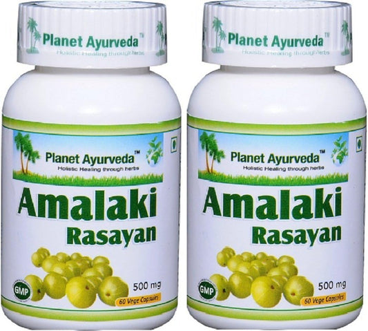 Planet Ayurveda Amalaki Capsules| Organic Amla Supplement- Supports Digestion, Eye, Heart & Skin Health| Maintains A Healthy Immune System | 100% Natural GMP Certified 60 Veg Capsules | Pack of 2