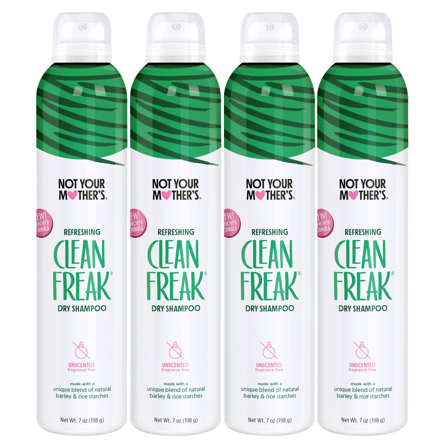 Not Your Mother's Clean Freak Unscented Dry Shampoo (4-Pack) - 7 oz - Refreshing Dry Shampoo - Instantly Absorbs Oil and Odor for Refreshed Hair