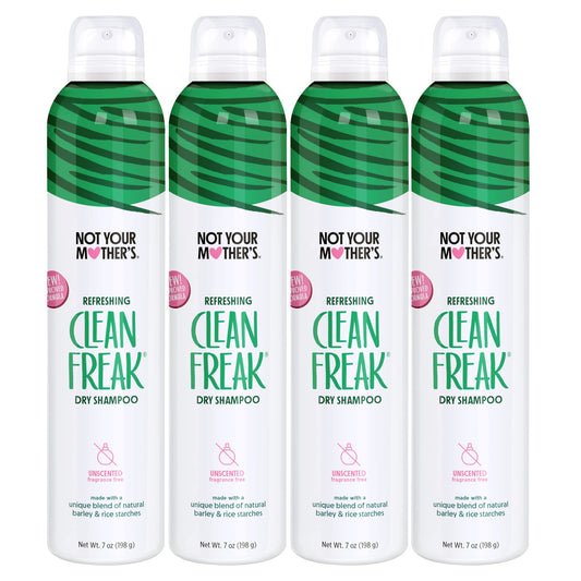 Not Your Mother's Clean Freak Unscented Dry Shampoo (4-Pack) - 7 oz - Refreshing Dry Shampoo - Instantly Absorbs Oil and Odor for Refreshed Hair