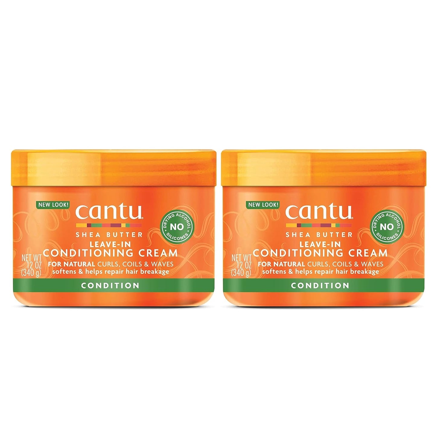 Cantu Leave-In Conditioning Cream for Natural Hair with Pure Shea Butter, 12 oz (Pack of 2) (Packaging May Vary)