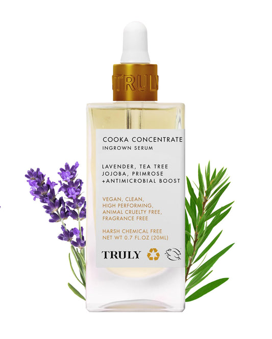 Truly Beauty Cooka Concentrate Ingrown Serum - Ingrown Hair Treatment for Bikini Area - Smoothing and Soothing After Shave Formula - Heals Razor Burn, Nicks, and Ingrowns - 0.7 OZ