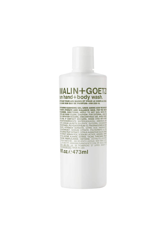 Malin + Goetz Rum Hand & Body Wash, 16 Fl. Oz. – Men & Women Natural Body Wash For All Skin Types, Foaming Hydrating Cleansing Gel, Cruelty-Free & Vegan