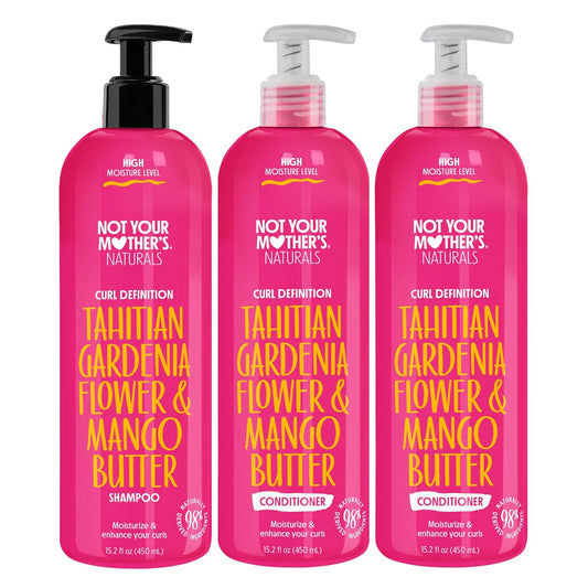 Not Your Mother's Naturals Curl Definition 1 Shampoo and 2 Conditioner (3-Pack) - 15.2 fl oz - Tahitian Gardenia Flower and Mango Butter - Enhance and Define Hair Curls