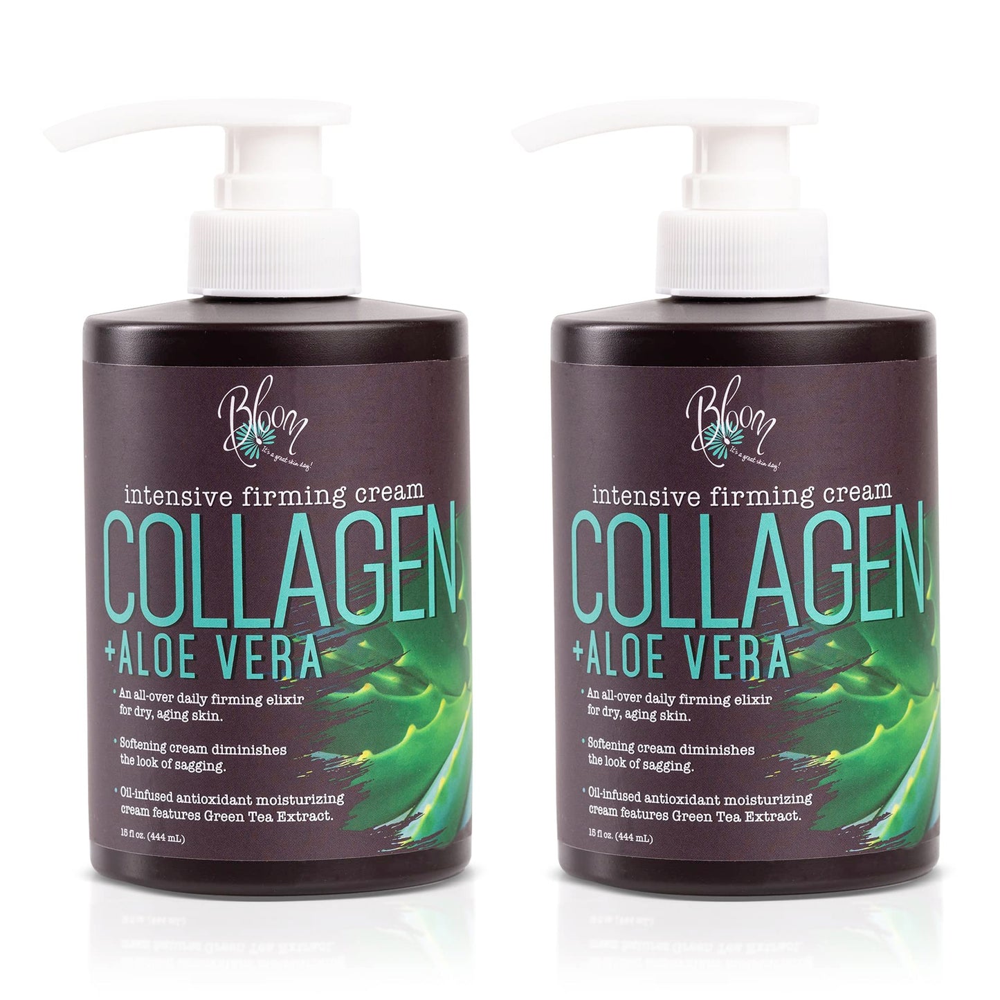 BLOOM Collagen Lotion Skin Care Firming Body Cream, Intensive Anti Aging Moisturizer Face Lotion W/Aloe Vera For Wrinkles, Sagging Skin, & Dry Skin, Fragrance Free Collagen Cream For Women, 2-Pack
