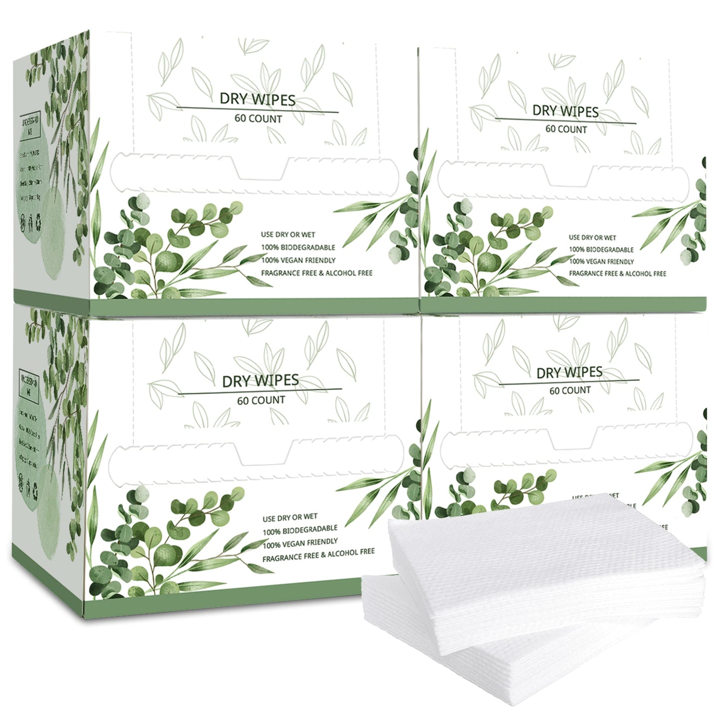 WOWOTEX Disposable Face Towel Biodegradable Large Dry Face Wipes 240 Count/4 Box Extra Thick Soft Clean Facial Towels for Sensitive Skin, Makeup Removing, Facial Cleansing, Nursing, Travel, 10"×12"