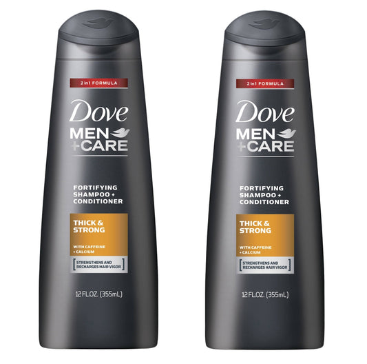 Dove Men+Care Thick and Strong Fortifying 2in1 Shampoo and Conditioner 12 FL OZ - Pack of 2