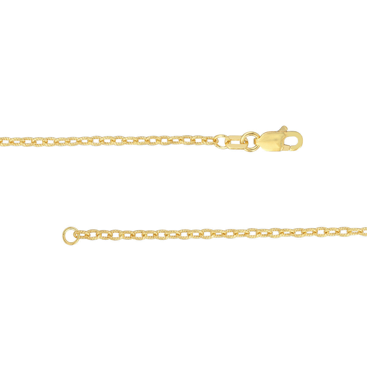 Designer Rolo Textured Chain 1.85mm Gold Plated over Sterling Silver